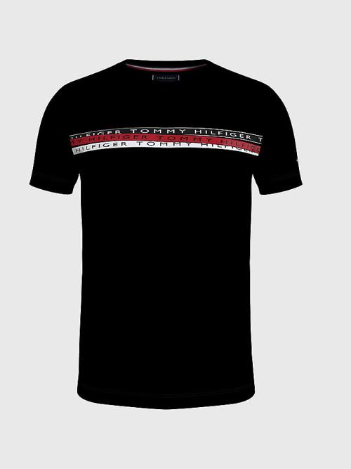 Tommy Hilfiger Graphic Tape Logo Tişört Erkek Siyah | TH845IGK