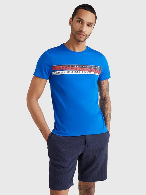 Tommy Hilfiger Graphic Tape Logo Tişört Erkek Mavi | TH918SMA