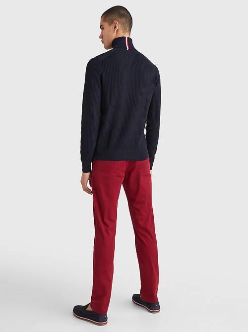 Tommy Hilfiger Grid Check Roll Neck Jumper Kazak Erkek Mavi | TH120FAS