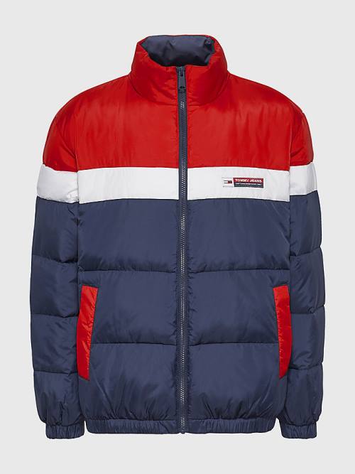 Tommy Hilfiger Hafif Colour-Blocked Puffer Ceket Kadın Mavi | TH405KBQ