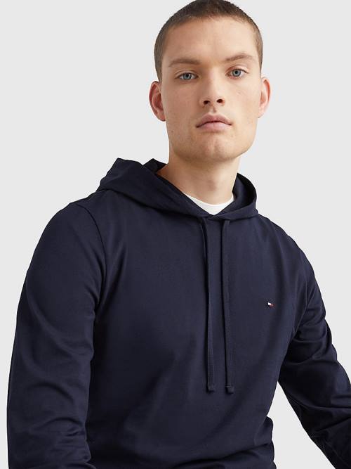 Tommy Hilfiger Hafif Kapüşonlu Sweatshirt Erkek Mavi | TH041YJF