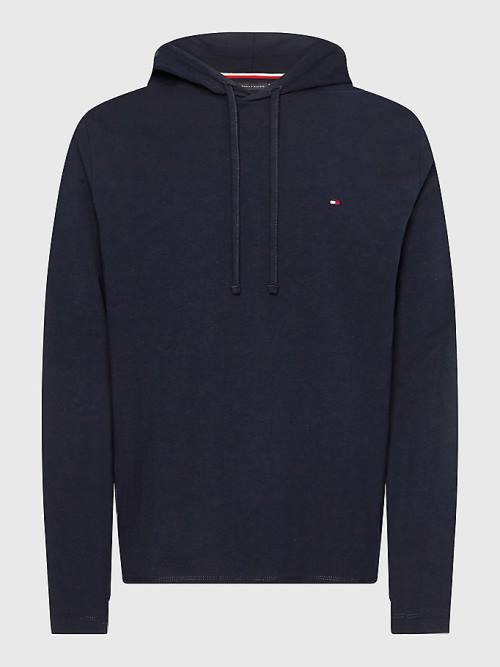 Tommy Hilfiger Hafif Kapüşonlu Sweatshirt Erkek Mavi | TH041YJF