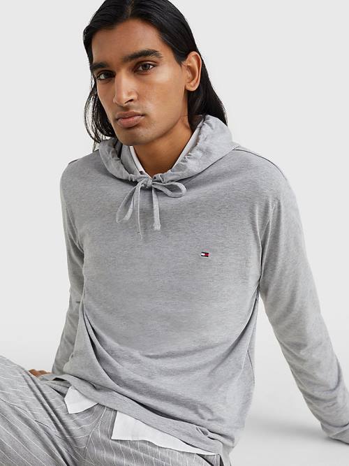 Tommy Hilfiger Hafif Kapüşonlu Sweatshirt Erkek Gri | TH420MGJ