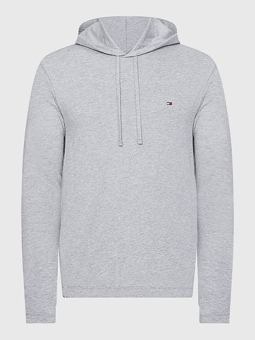 Tommy Hilfiger Hafif Kapüşonlu Sweatshirt Erkek Gri | TH420MGJ