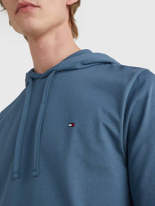 Tommy Hilfiger Hafif Kapüşonlu Sweatshirt Erkek Mavi | TH523QOP