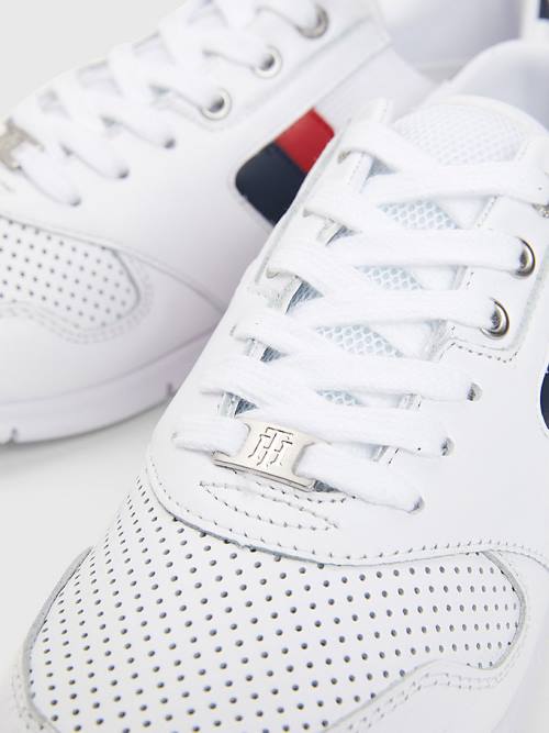 Tommy Hilfiger Hafif Perforated Deri Spor Ayakkabı Kadın Kırmızı | TH648IEZ