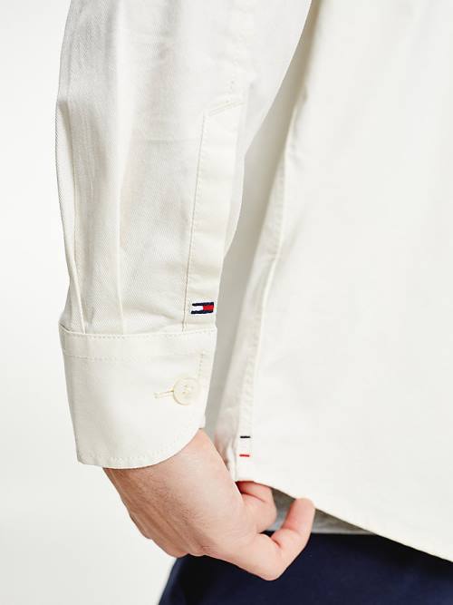 Tommy Hilfiger Hafif Twill Regular Fit Overshirt Gömlek Erkek Beyaz | TH035YSX