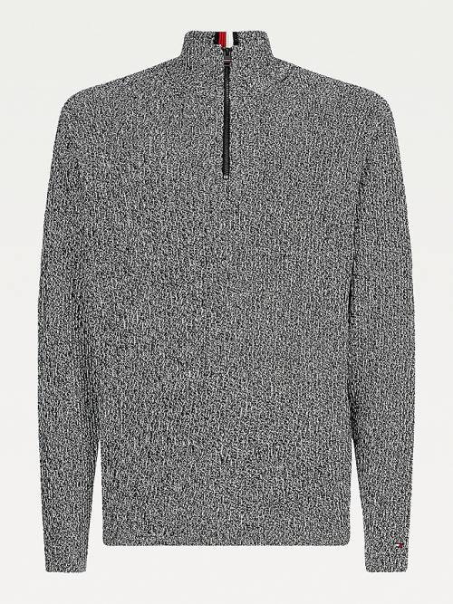 Tommy Hilfiger Half-Zip Mock Turtleneck Jumper Kazak Erkek Siyah | TH265ZGA