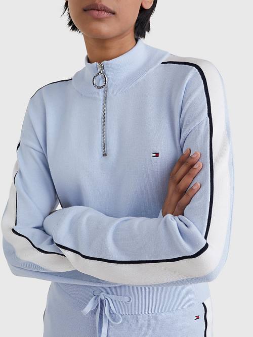 Tommy Hilfiger Half Zip Regular Fit Jumper Kazak Kadın Mavi | TH524OAG