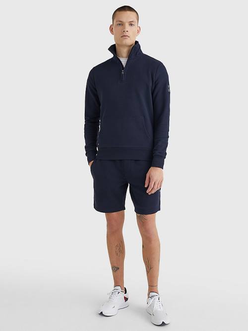 Tommy Hilfiger Half-Zip Sweatshirt Erkek Mavi | TH463KEN