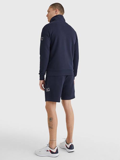 Tommy Hilfiger Half-Zip Sweatshirt Erkek Mavi | TH463KEN