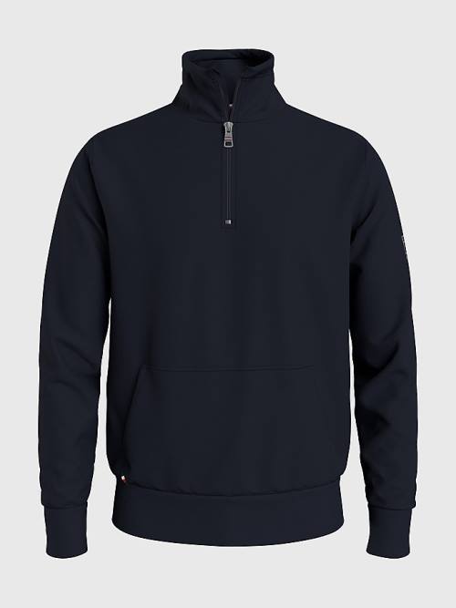 Tommy Hilfiger Half-Zip Sweatshirt Erkek Mavi | TH463KEN