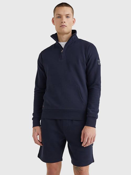 Tommy Hilfiger Half-Zip Sweatshirt Erkek Mavi | TH463KEN