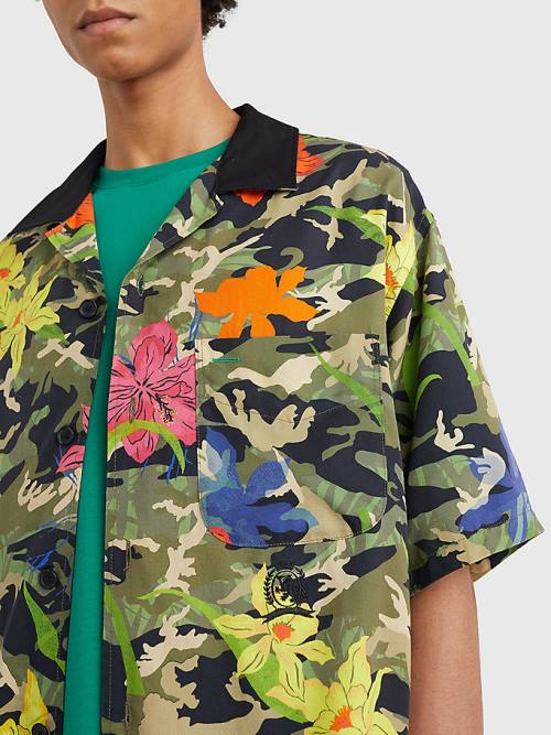 Tommy Hilfiger Hawaiian Print Kısa Sleeve Gömlek Erkek Haki | TH738XQB