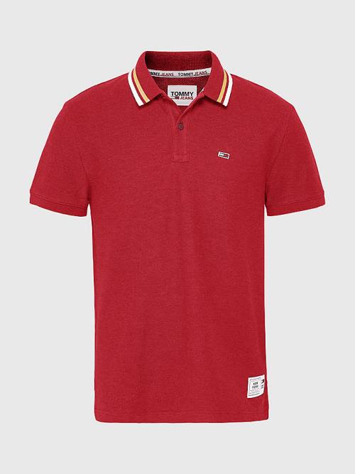 Tommy Hilfiger Heathered Knit Tipped Collar Polo Yaka Tişört Erkek Kırmızı | TH124BCH