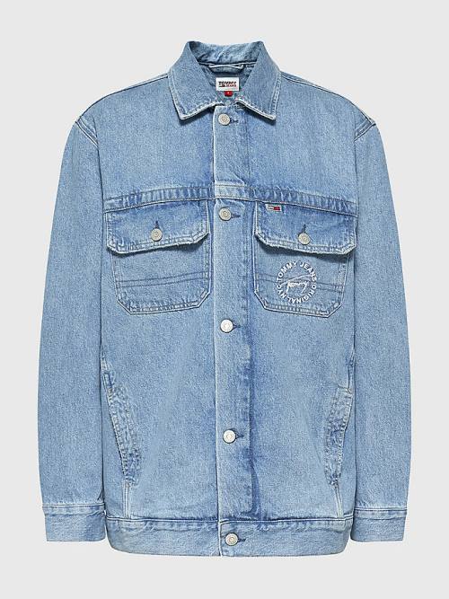 Tommy Hilfiger Hemp Denim Oversized Utility Ceket Kadın Denim | TH426MRH