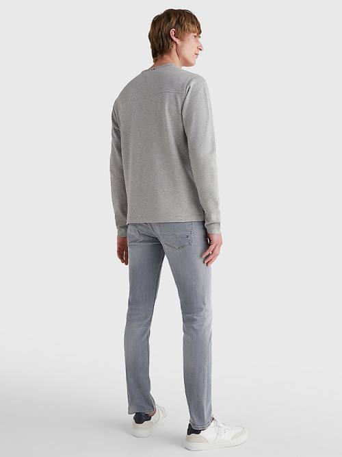 Tommy Hilfiger Henley Neck Long Sleeve Tişört Erkek Gri | TH674KYB