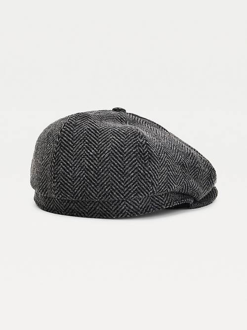 Tommy Hilfiger Herringbone Check Baker Boy Cap Şapka Erkek Gri | TH139RWG