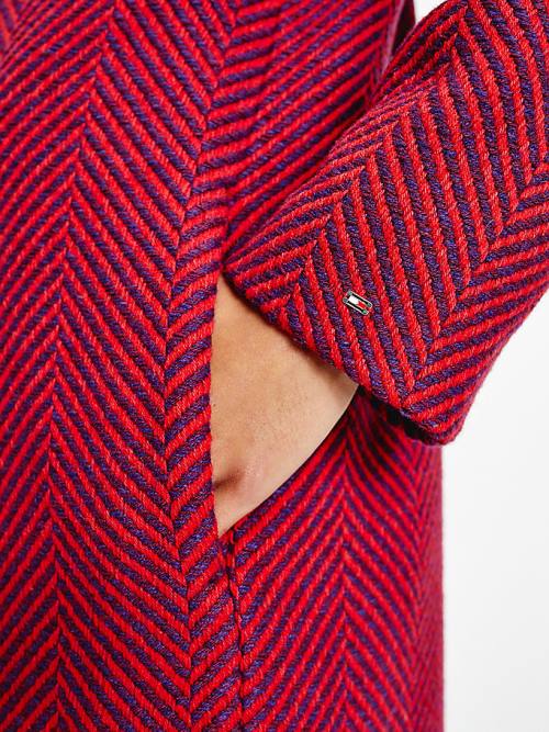 Tommy Hilfiger Herringbone Single-Breasted Kaban Kadın Pembe | TH347GYW