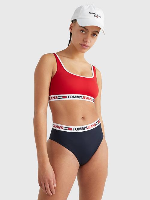 Tommy Hilfiger High Belli Cheeky Bikini Bottoms Mayo Kadın Mavi | TH750XHU