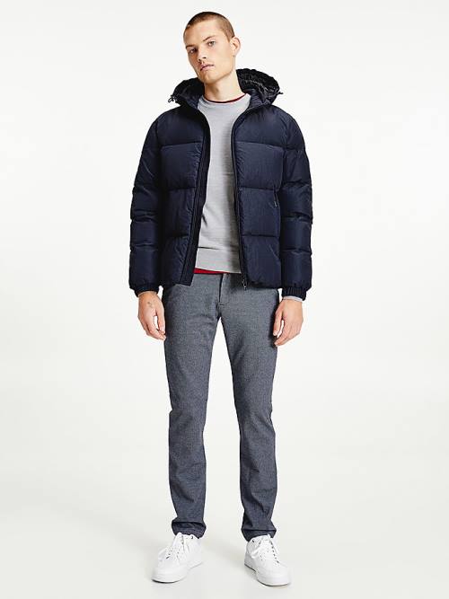 Tommy Hilfiger High Loft Removable Hood Puffer Ceket Erkek Mavi | TH813PMJ