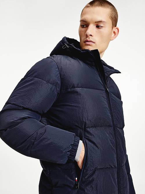 Tommy Hilfiger High Loft Removable Hood Puffer Ceket Erkek Mavi | TH813PMJ