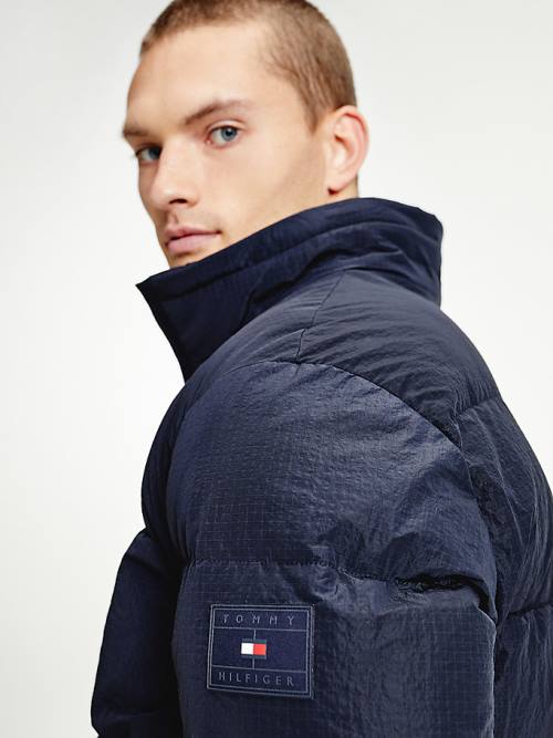 Tommy Hilfiger High Loft Removable Hood Puffer Ceket Erkek Mavi | TH813PMJ