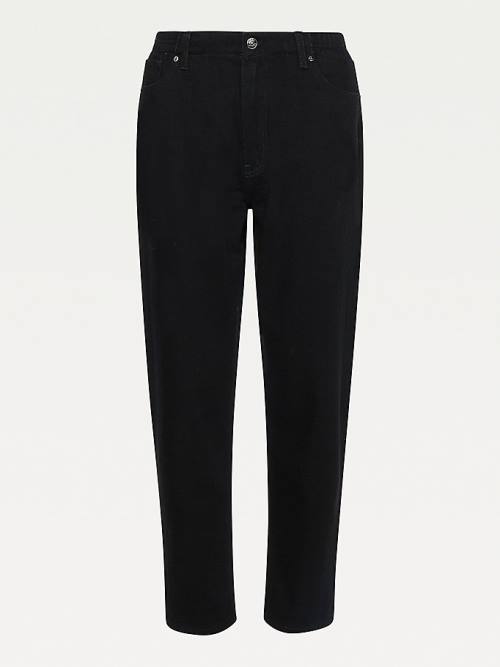 Tommy Hilfiger High Rise Mom Tapered Relaxed Black Elasticated Belli Jean Pantolon Kadın Siyah | TH709TLN