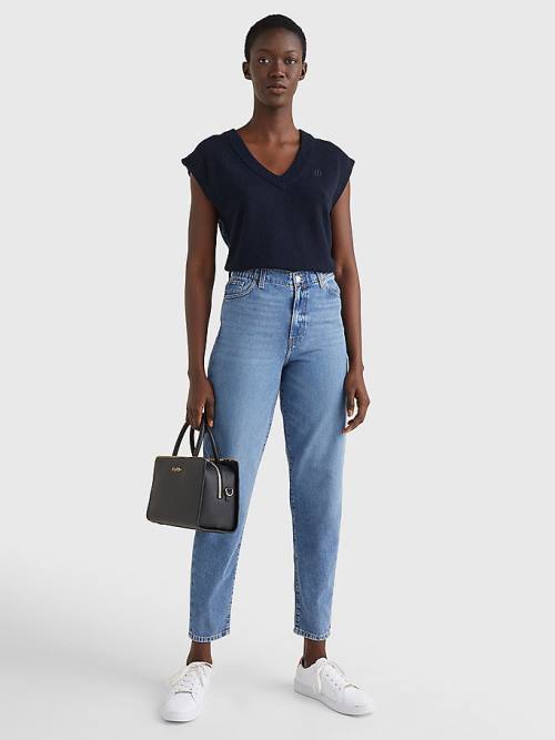 Tommy Hilfiger High Rise Relaxed Mom Tapered Elasticated Belli Jean Pantolon Kadın Denim | TH204TQA