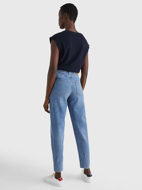 Tommy Hilfiger High Rise Relaxed Mom Tapered Elasticated Belli Jean Pantolon Kadın Denim | TH204TQA