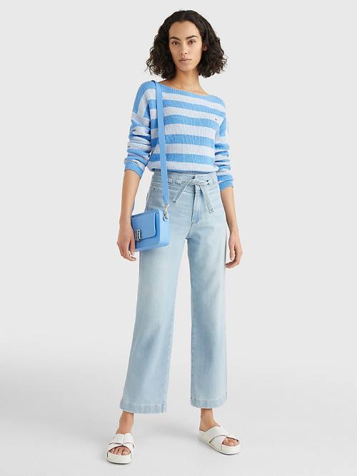 Tommy Hilfiger High Rise Relaxed Straight Belted Jean Pantolon Kadın Denim | TH382QJH