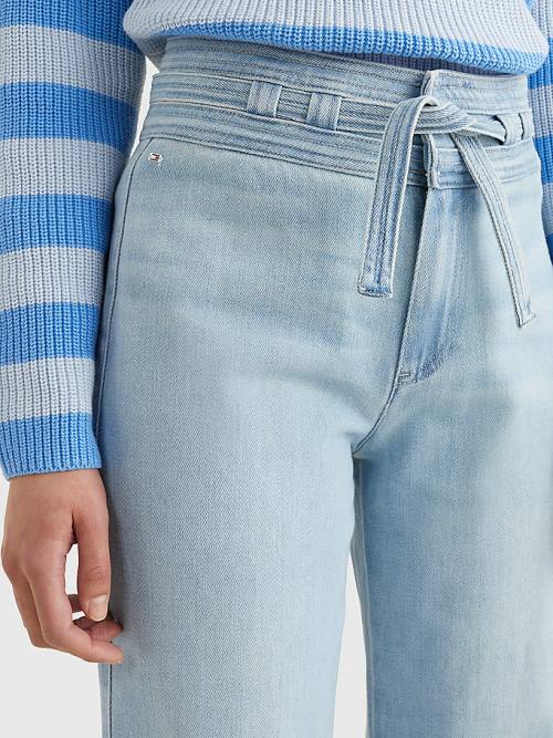 Tommy Hilfiger High Rise Relaxed Straight Belted Jean Pantolon Kadın Denim | TH382QJH