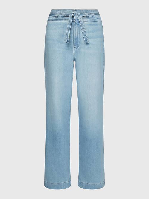 Tommy Hilfiger High Rise Relaxed Straight Belted Jean Pantolon Kadın Denim | TH382QJH