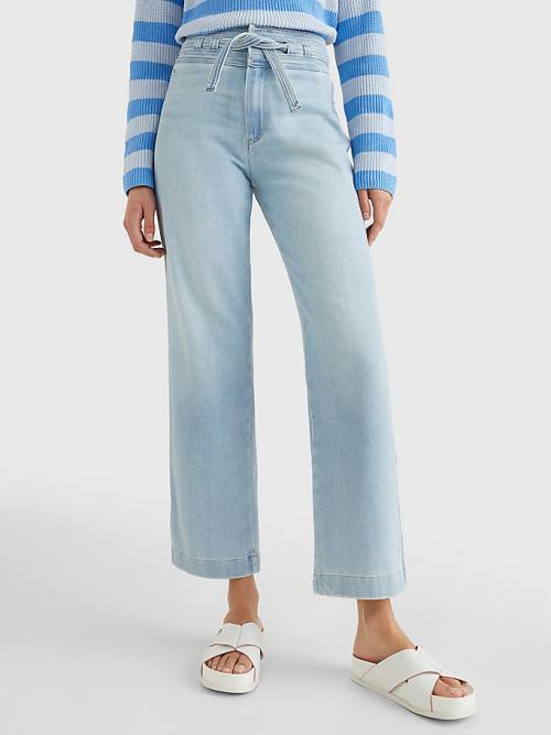 Tommy Hilfiger High Rise Relaxed Straight Belted Jean Pantolon Kadın Denim | TH382QJH