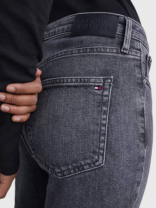 Tommy Hilfiger High Rise Slim Black Jean Pantolon Kadın Denim | TH713SNY