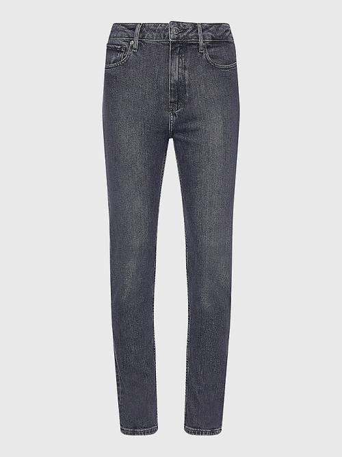 Tommy Hilfiger High Rise Slim Black Jean Pantolon Kadın Denim | TH713SNY