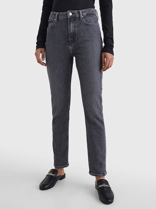 Tommy Hilfiger High Rise Slim Black Jean Pantolon Kadın Denim | TH713SNY