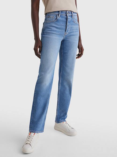 Tommy Hilfiger High Rise Straight Faded Jean Pantolon Kadın Denim | TH769YSG