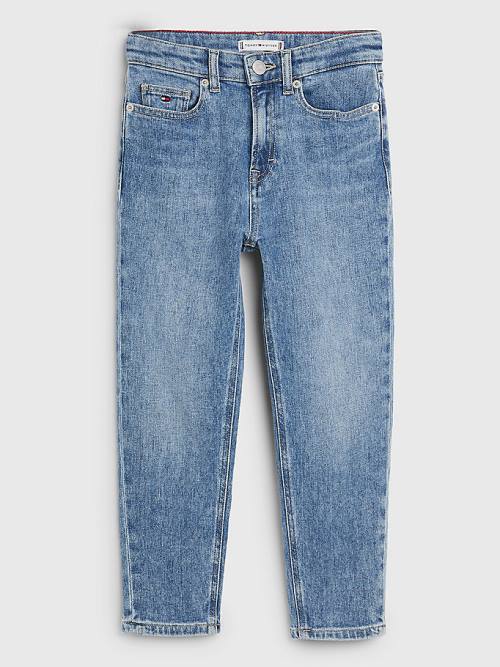 Tommy Hilfiger High Rise Tapered Jean Pantolon Kiz Çocuk Denim | TH936IFU