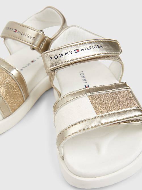 Tommy Hilfiger High Shine Glitter Flag Sandalet Kiz Çocuk Altın | TH465NWE