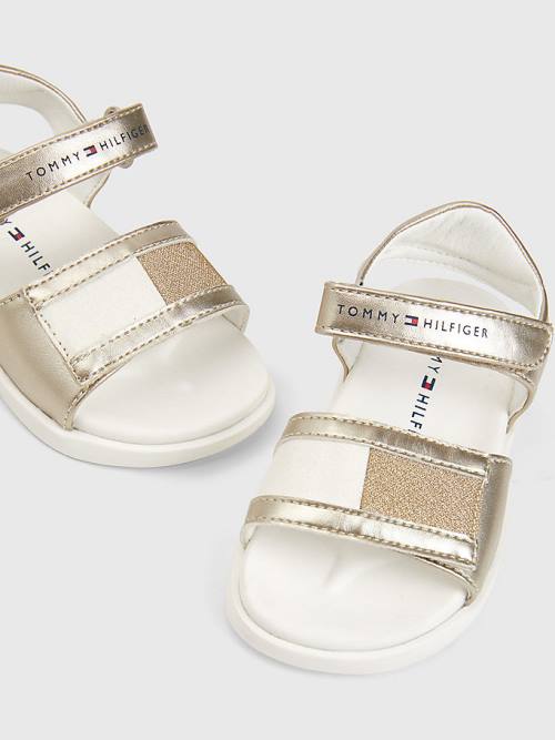 Tommy Hilfiger High Shine Glitter Flag Sandalet Kiz Çocuk Altın | TH465NWE