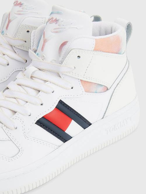 Tommy Hilfiger High-Top Basketball Spor Ayakkabı Kadın Beyaz | TH503LVI