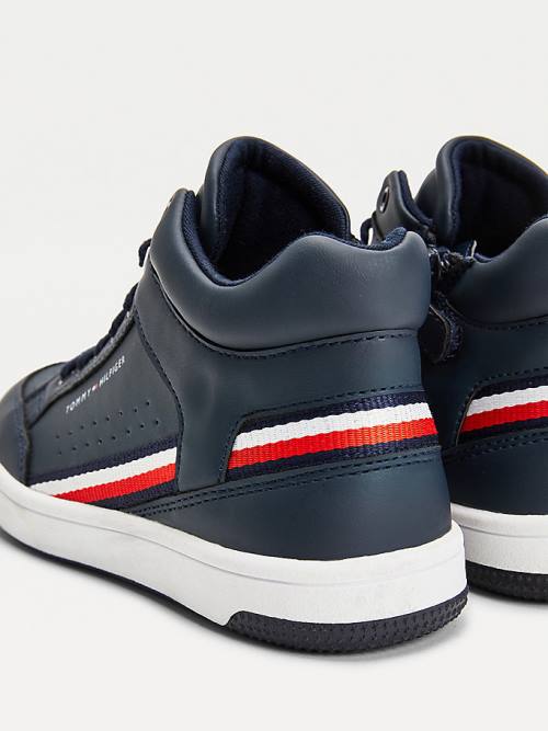 Tommy Hilfiger High-Top Dantel-Up Spor Ayakkabı Erkek Çocuk Mavi | TH107KIF