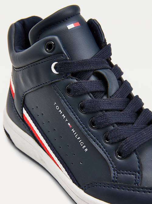 Tommy Hilfiger High-Top Dantel-Up Spor Ayakkabı Erkek Çocuk Mavi | TH107KIF