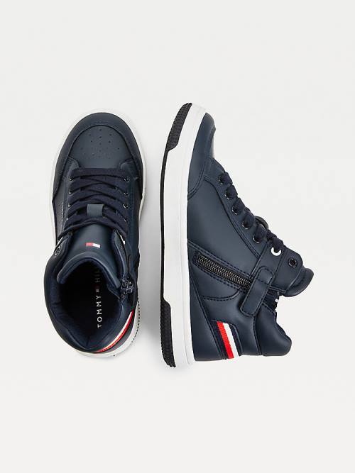 Tommy Hilfiger High-Top Dantel-Up Spor Ayakkabı Erkek Çocuk Mavi | TH107KIF