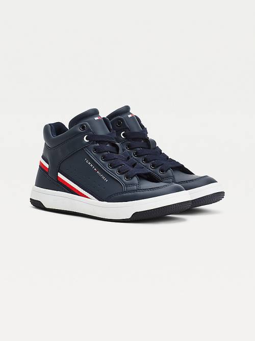 Tommy Hilfiger High-Top Dantel-Up Spor Ayakkabı Erkek Çocuk Mavi | TH107KIF