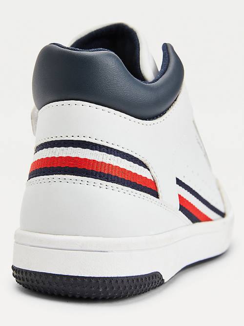 Tommy Hilfiger High-Top Dantel-Up Spor Ayakkabı Erkek Çocuk Beyaz | TH361YPI