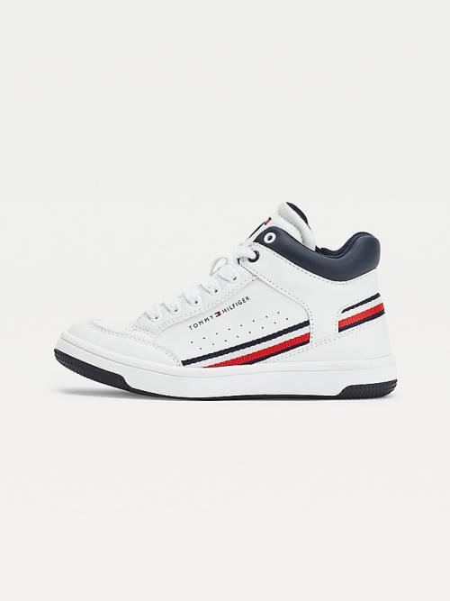 Tommy Hilfiger High-Top Dantel-Up Spor Ayakkabı Erkek Çocuk Beyaz | TH361YPI