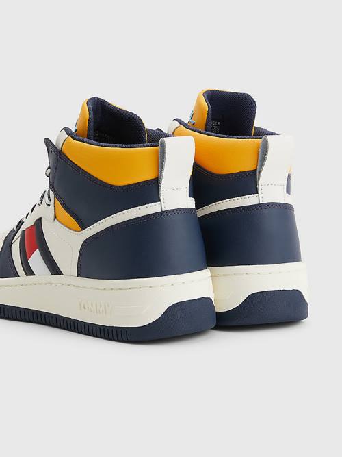 Tommy Hilfiger High-Top Deri Retro Basketball Spor Ayakkabı Erkek Mavi | TH362CPW