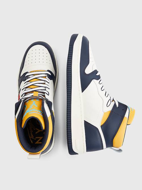 Tommy Hilfiger High-Top Deri Retro Basketball Spor Ayakkabı Erkek Mavi | TH362CPW